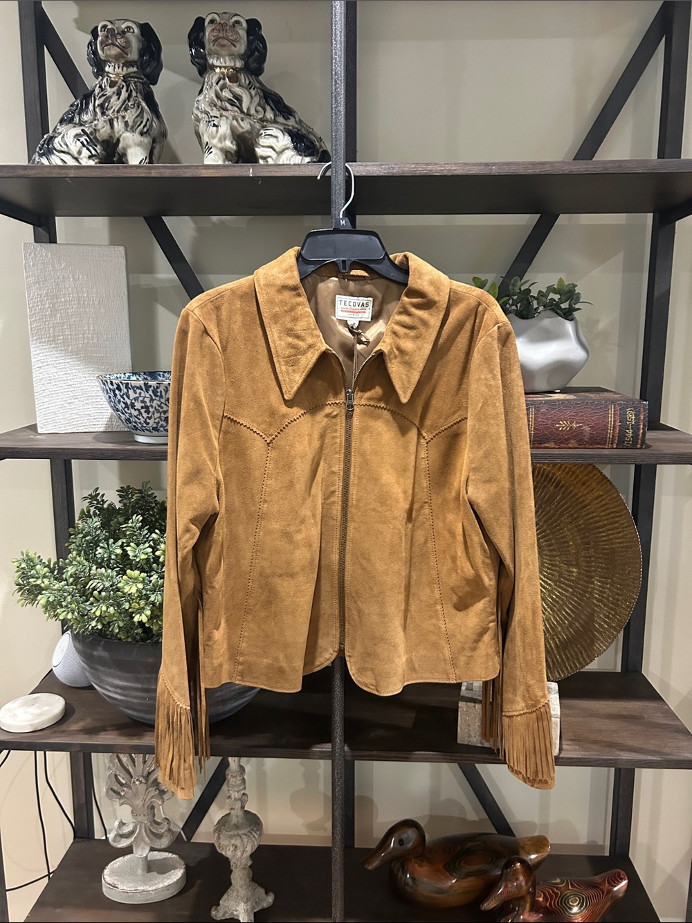 Tecovas Tan Suede Fringe Zip-Front Jacket XL